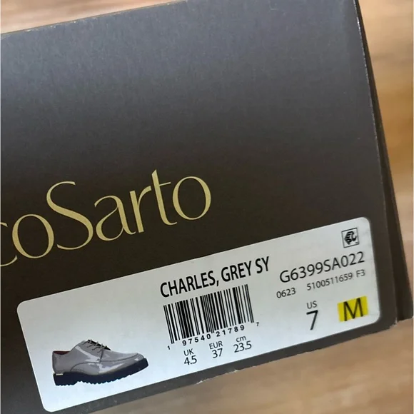 Franco Sarto Women's Charles Oxfords in Gray Patent, Size 7, New In Box - Picture 9 of 9